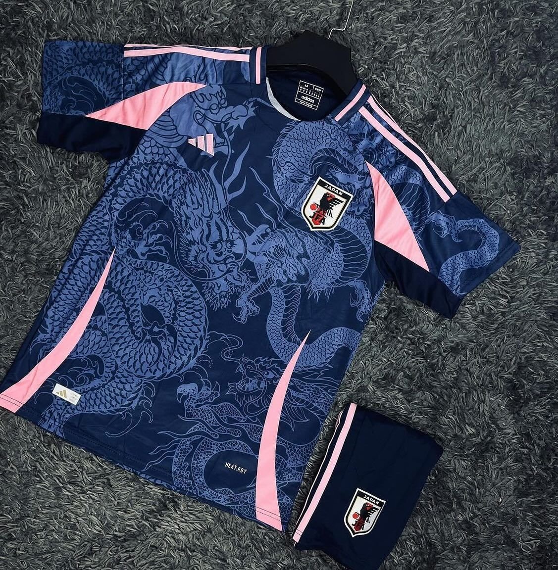 Blue Japan soccer jersey displayed as a home-style kit