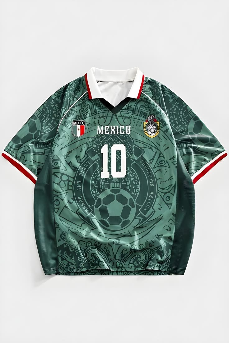 Mexico heritage-pattern soccer jersey with number 10