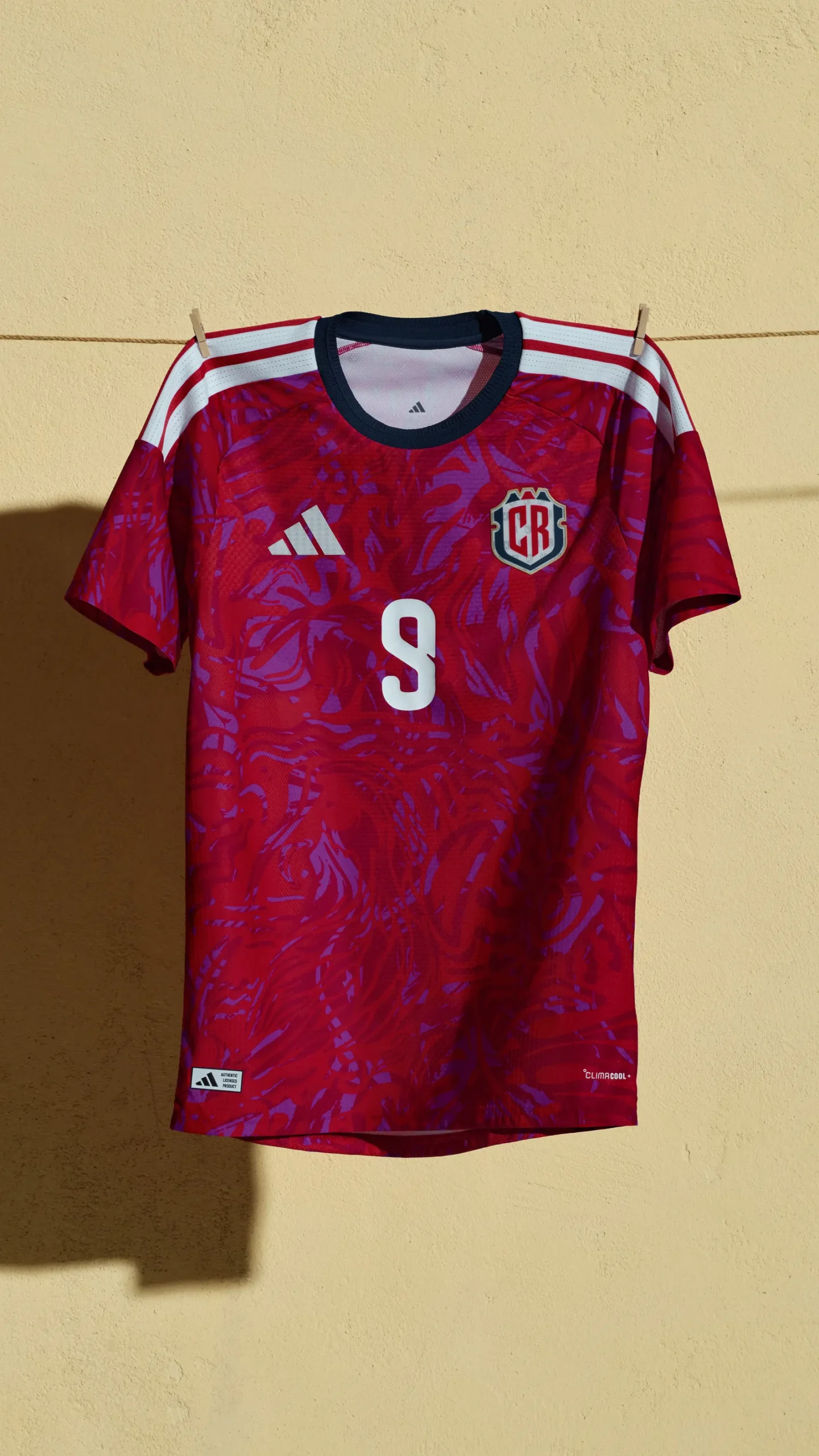 Red Costa Rica football jersey displayed for team jersey comparison