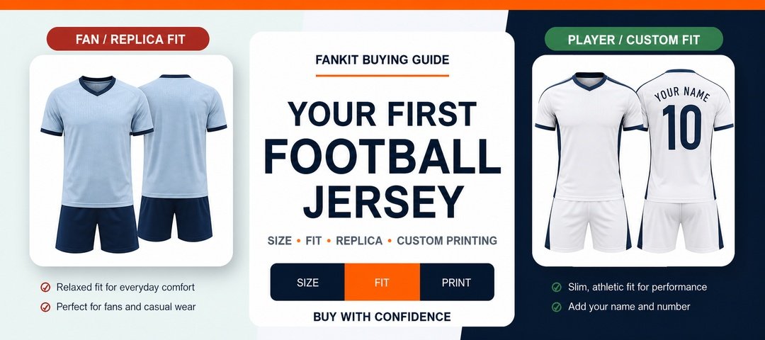 First football jersey buying guide comparing fan replica fit player fit size and custom printing