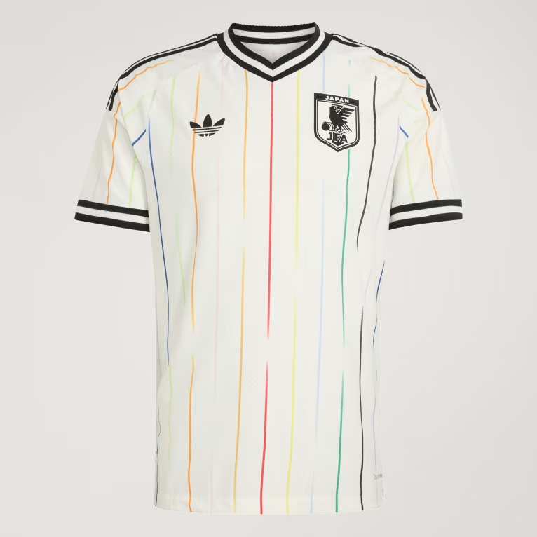 Japan 2026 away authentic jersey in off-white with colored stripes