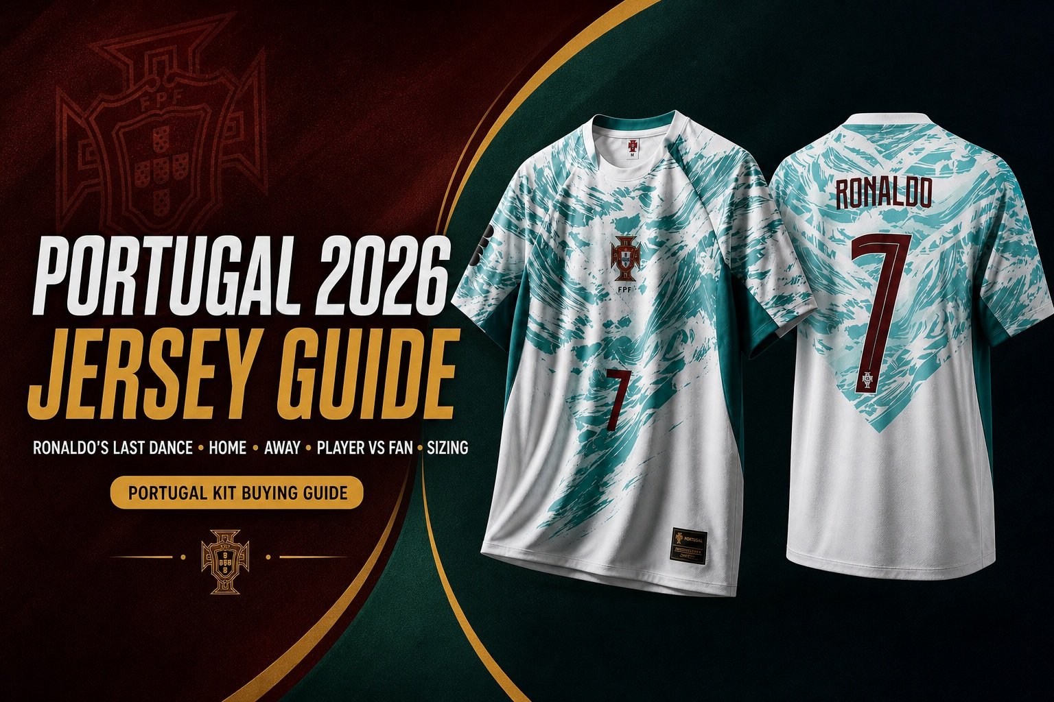Portugal 2026 jersey guide featuring Ronaldo number 7 front and back jerseys