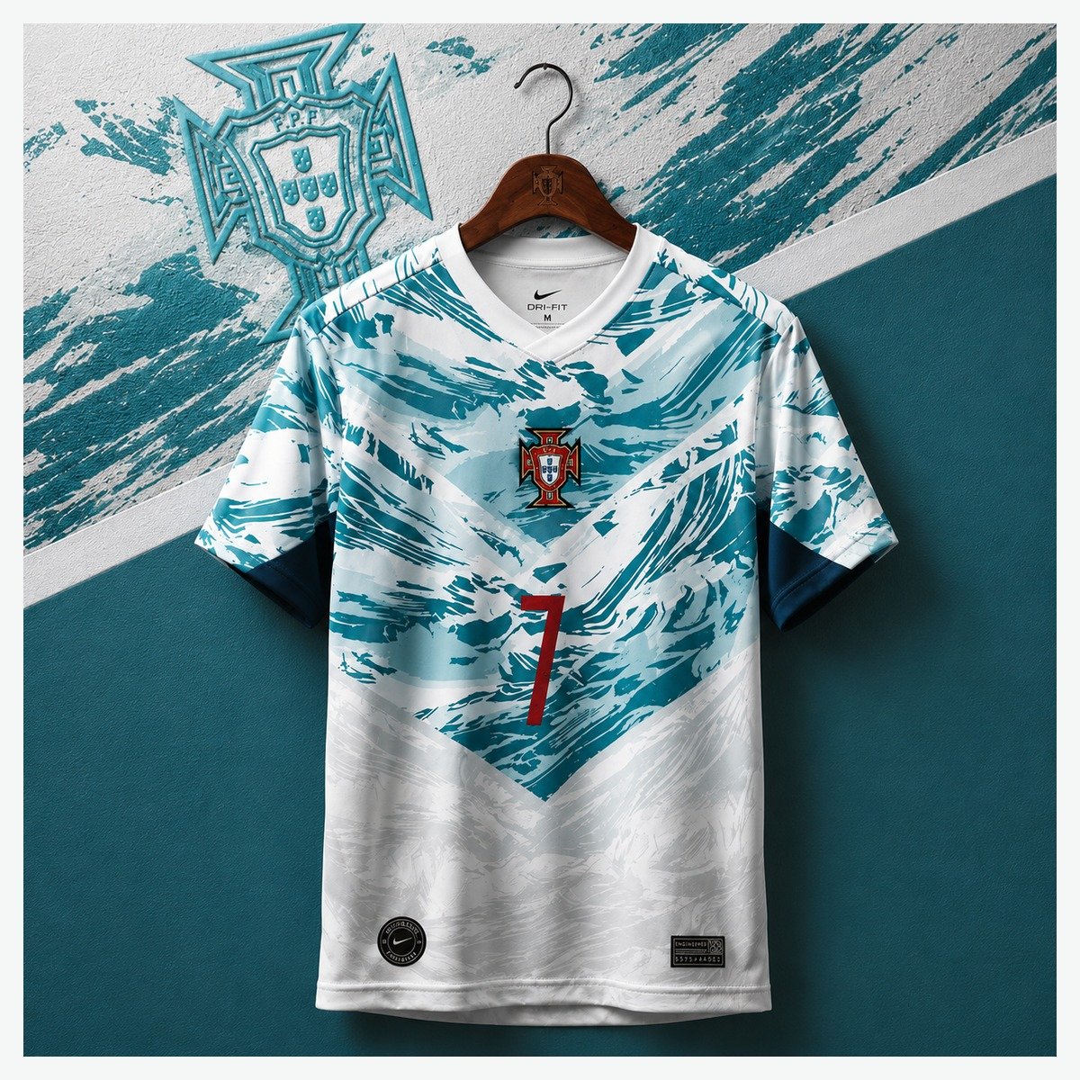Ronaldo Portugal number 7 jersey on hanger
