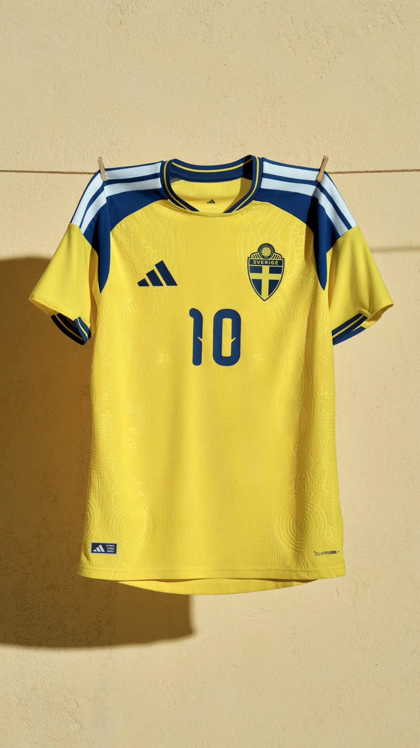 Yellow Sweden football team jersey product view