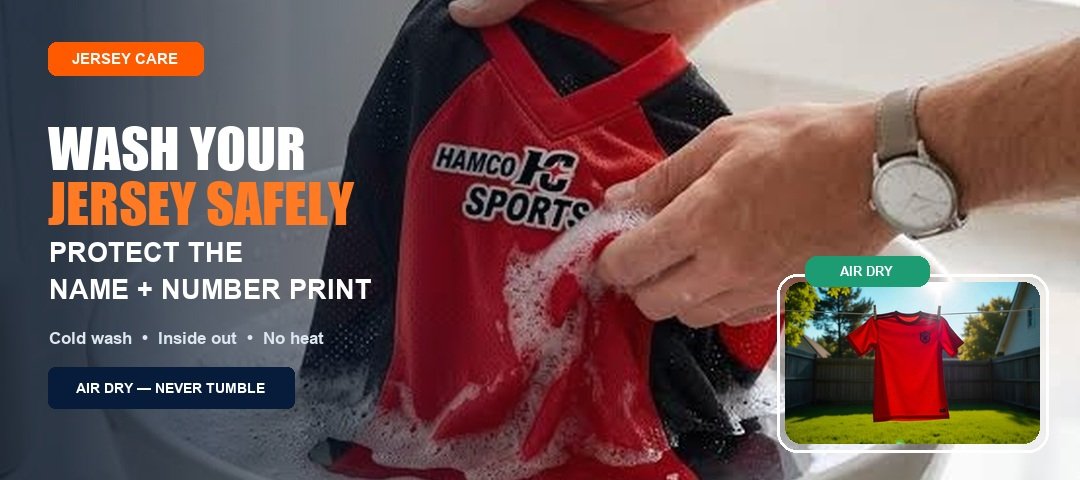 Real printed jersey being hand washed gently to protect the name and number print