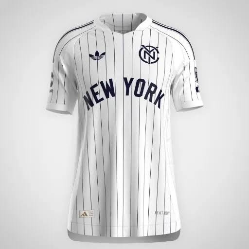 White pinstripe jersey suitable for an away-kit comparison